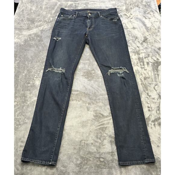 Abercrombie & Fitch Jeans Men’s 34x34 Blue Langdon Slim Stretch Distressed - Picture 2 of 13